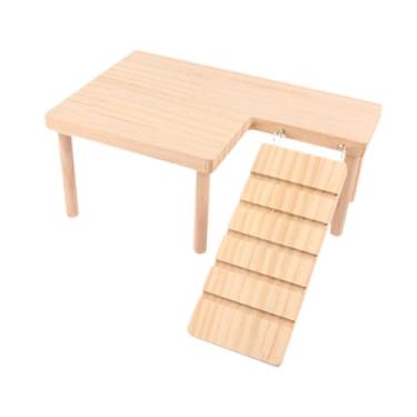 Imagem de Generic Plataformas de madeira para hamster, conjunto de roedores com escada, decoração de habitat, escadas de pouso para animais de estimação estáveis para