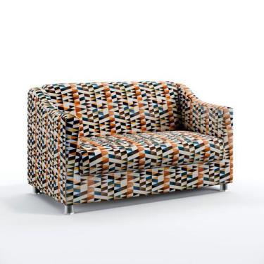 Imagem de Poltrona Namoradeira Estofada Alya Sued Estampado Laranja Aradecor