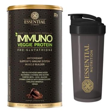 Imagem de Kit Immuno Veggie Whey Protein Pro-Glutathione - Chocolate - Essential Nutrition 15 doses + Coqueteleira