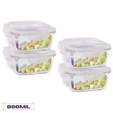 Imagem de Conjunto 4 Potes Quadrado Mantimentos Vidro 800 ml - Quality house