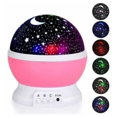 Imagem de Abajur Luminaria Rosa de mesa Projetor Estrelas Lua Teto Parede - Star