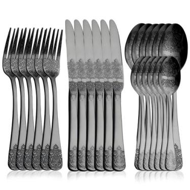 Imagem de Talheres Utensílios para Cozinha Inox 24 Peças Faqueiro Jogo De Talher