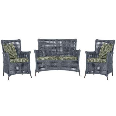 Imagem de Jogo Sofá e 2 Poltronas de Área Igapó Alumínio Pintura Marrom Corda Ná