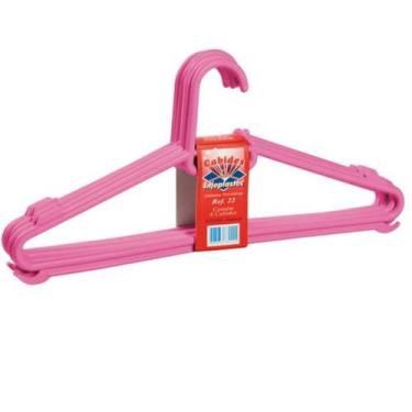 Imagem de Cabide Infantil Bebe Rosa Com 5 Pçs 30x13,5 Cm Reforçado - Injeplastec