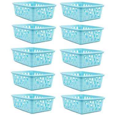 Imagem de Kit 10 Cestos Multiuso Organizador Médio Azul 20x15,5x6,5Cm - 123 Orga