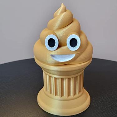 Imagem de Znet3D Troféu Emoji de cocô - 15 cm de altura - com um emoji de cocô sólido em um pilar com olhos e boca pintados - Prêmio ou presente perfeito - Feito à mão com fabricação aditiva (ouro)
