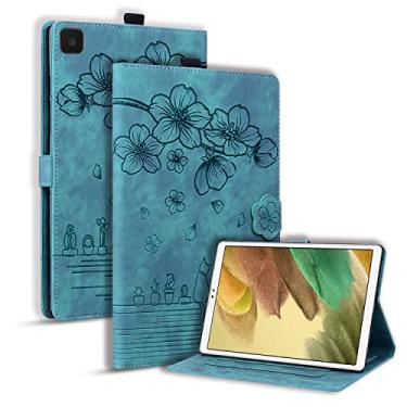 Imagem de Rosbtib Capa compatível com Samsung Galaxy Tab A7 Lite 8,7 polegadas 2021, capa de couro PU premium com compartimento para cartão, capa macia para A7 Lite (SM-T220/SM-T225/SM-T227) - verde gato cereja