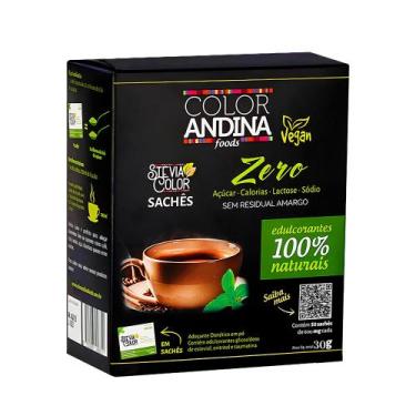 Imagem de Adoçante Color Andina Foods Stevia - 50 Unidades Sachê
