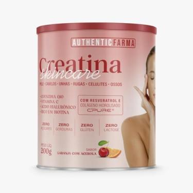 Imagem de Creatina Skincare Authentic Farma 300g – Com Colágeno Hidrolisado, Resveratrol, Ácido Hialurônico e Biotina – Pele Firme, Cabelos Fortes e Redução de Celulite – Sabor Laranja com Acerola