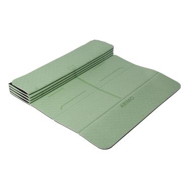 Imagem de ARIMO Tapete Yoga Mat Dobrável Antiderrapante TPE Ecológico Biodegradável Todos Os Tipos de Yoga/Pilates 181 x 61 cm x 6 mm (Hortelã com Linhas)