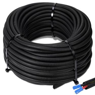 Imagem de Sasylvia 1/10.2 cm x 200 pés tubo de tear de fio dividido variado mangas de cabos divididos a granel flexível kit de proteção de conduíte elétrico flexível