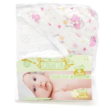 Imagem de Toalha De Banho Bebe Fralda Soft Caricia Baby Banhão Com Capuz Estampa