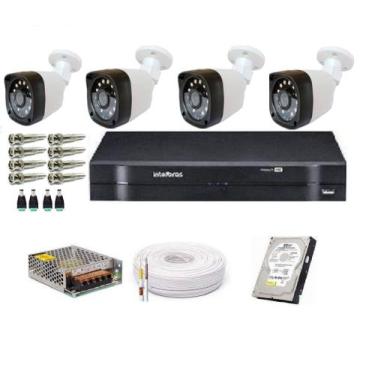 Imagem de Kit 4 Cameras Segurança + Dvr Intelbras Multi Hd