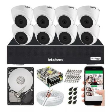 Imagem de Kit Cftv 8 Câmeras Dome Hdcvi 1mp Dvr Intelbras E Mhdx 1008