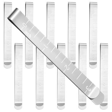 Imagem de 10 peças de clipes de bainha de metal, ferramenta de costura, ferramenta de marcação de bainha para clipes de tecido, régua, suprimentos de acolchoamento, clipes de costura com medidas para fixação de