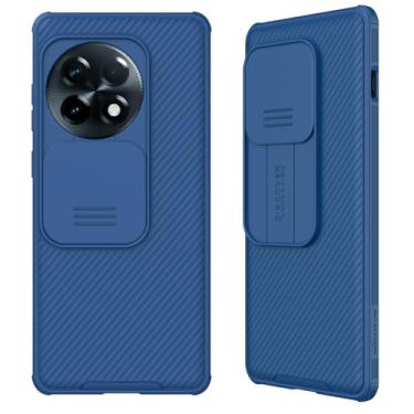 Imagem de teroxa Capa compatível com Oneplus 13, capa deslizante para lente da câmera, proteção de privacidade, capa traseira de policarbonato rígido de TPU Oneplus13 (azul)