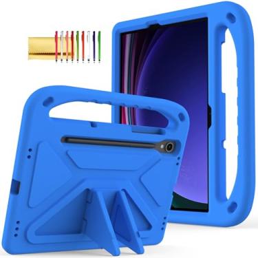 Imagem de Dteck Capa infantil para Galaxy Tab S10+ Plus/S9 FE+ Plus/S9+ Plus/S8+ Plus/S7 FE/S7+ Plus 5G 31,5 cm, leve, à prova de choque, resistente, com suporte para crianças, com suporte para caneta S, azul