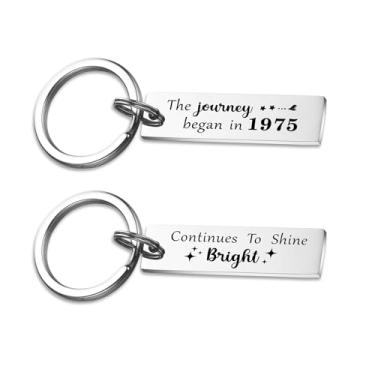 Imagem de TANWIH Presentes de aniversário de 1975 para mulheres e homens, presentes de aniversário de 50 anos, lembrança de 50 anos, Medium, Aço inoxidável