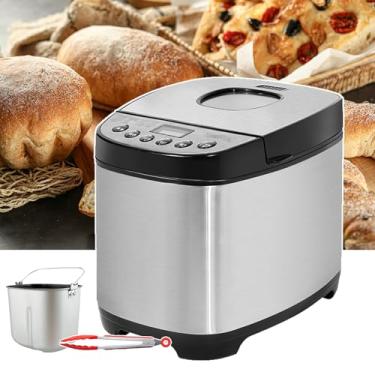 Imagem de MáQuina De Fazer PãO Multifuncional 12 Em 1, MáQuina De Fazer PãO AutomáTica Com Visor Lcd, MáQuina De Fazer PãO De AçO InoxidáVel Para Casa, Capacidade De 1,5 A 2 Libras,1h Para Manter Aquecido