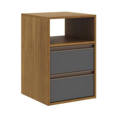 Imagem de Mesa de Cabeceira 2 Gavetas MDF Select Belmax, Freijó/Titânio