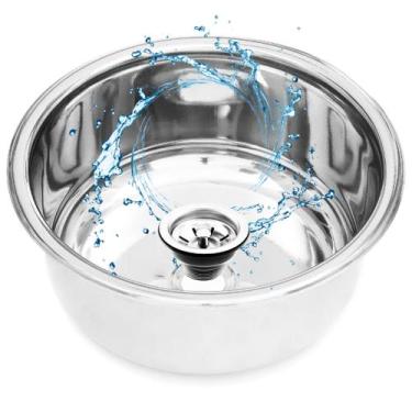 Imagem de Para Tampo de Granito  Cuba Pia Inox Redonda 30cm por 15cm - Deki Móve