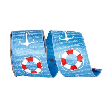 Imagem de Reliant Ribbon Fita de cetim com fio Anchors and Life Preservers, azul