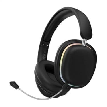 Imagem de Fones de ouvido Bluetooth sem fio dobráveis com iluminação RGB e microfone auriculares para jogos (Preto)