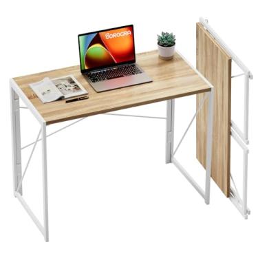 Imagem de Coavas Mesa dobrável pequena portátil de 80 cm, mesa resistente para quarto, escritório em casa, dormitório, apartamento, pré-montada, carvalho branco