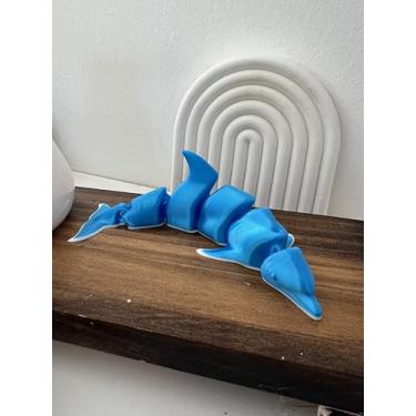 Imagem de Brinquedo Sensorial Golfinho Articulado Anti Stress Pop Fidget 3D (Azul e Branco)