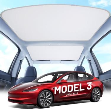 Imagem de 2025 Upgrade Tesla Model 3 Telhado de para-sol [Sem lacunas/livre de agosto] com bolsa de armazenamento, Tesla Model 3 Highland 2024 2025 isolamento térmico dobrável janela superior bloqueador de