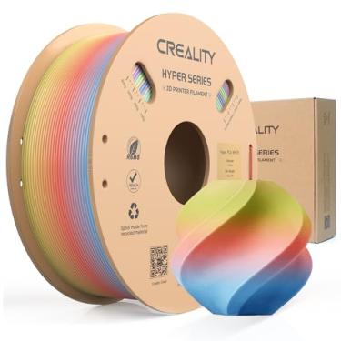 Imagem de Creality Hyper Série PLA Filamento 1,75 mm, bobina de 1 kg, Materiais de impressão 3D de alta velocidade, 1 kg, ecológico, temperatura de impressão 190 °C-230 °C (Arco-íris-Flor selvagem-curta)