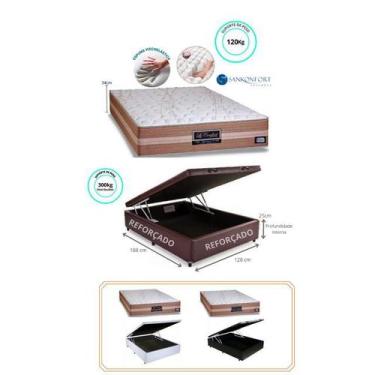 Imagem de Conjunto Cama Box Baú Casal Padrão Viúva + Colchão de Molas Ensacadas 