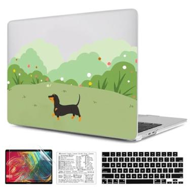 Imagem de QCzyc Capa de plástico compatível com MacBook Air de 15 polegadas M4 2025 2024 2023 versão A3241 M3 A3114 M2 A2941 com capa de teclado e adesivo de teclado Mac OS (Dachshund)
