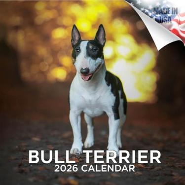 Imagem de Calendário Bull Terrier 2025 2026 – Calendário mensal de parede da raça canina – 30,5 cm x 61 cm – Papel grosso sem derramamento – Presente – Calendário de planejamento de professores acadêmicos