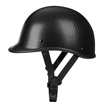 Imagem de Woljay Capacetes Half Cap Vintage Shell Capacete De Motocicleta Aberto - Aprovado Pela Dot (Extra Grande, Fibra Carbono)