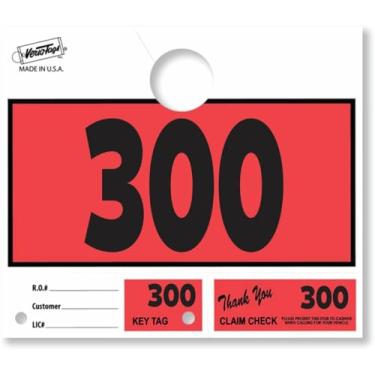 Imagem de Versa-Tags 100 etiquetas de serviço de revendedor de carros, números de despacho de serviço, etiquetas de chave numeradas do departamento de reparo para oficina mecânica