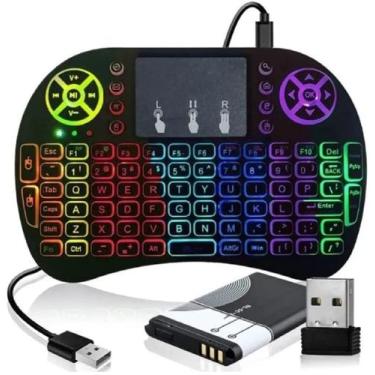 Imagem de Mini Teclado Touchpad Wireless Usb Smart Tv Luminoso Led - Keyboard