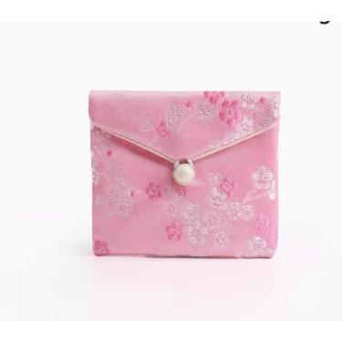 Imagem de Only My Live Home Bolsas de joias de cetim de seda chinesa com botão vintage, sacos de embalagem de pano de flor de ameixa, brincos, pulseira, colar, bolsa de armazenamento (rosa (3 peças, 8 x 10 cm
