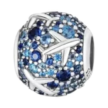 Imagem de Contas de Borboleta e Pata de Cão em Esmalte Azul e Prata - Para Pulse