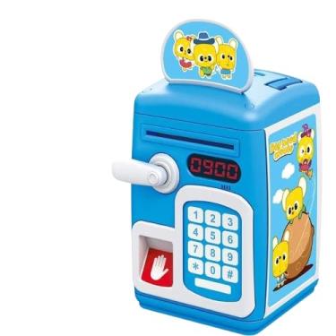 Imagem de Cofrinho Eletrônico Infantil Com Senha Sensor Impressão Digital Mini Cofre Seguro Economize Divertido Capacidade Alta Presente Educativo Crianças - Azul