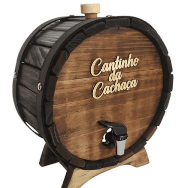 Imagem de Pingometro Barril de Madeira para Cachaça Pinga Whisky e Licores 1L com Torneira e Base Barrica Cantinho da Cachaça Decorativo e Funcional - La Nacasa