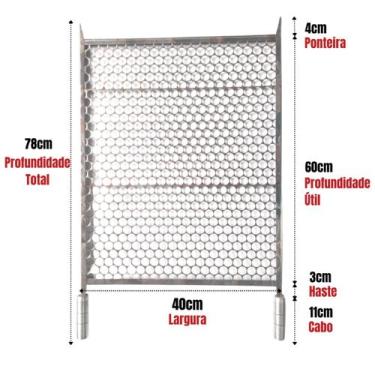 Imagem de Kit Grelha Inox 40x60 E 6 Espetos E Pegador Carnes Churrasco - LAURIND