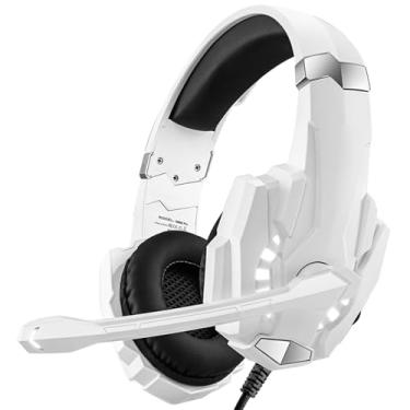 Imagem de Tomvorks G9000 Pro Gaming Heading LED Ruído Cancelamento Over-Ear Headset para Laptop PC Phones Celulares (Branco)