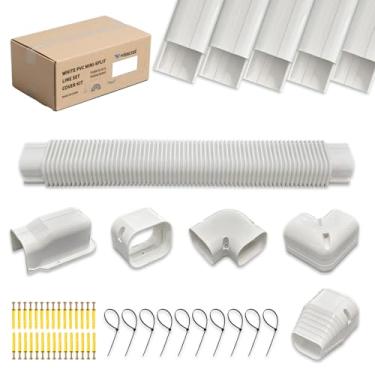 Imagem de WISSCOOL Mini conjunto de capa dividida de 7,6 cm com duto flexível, mini kit de capa dividida de PVC para sistemas de bombas de calor CA centrais e tampa de tubulação