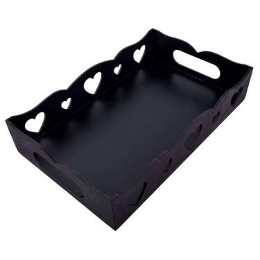 Imagem de Bandeja De Coração Para Café Da Manhã 100% Mdf (24x15x05) Preto