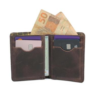 Imagem de Carteira Porta Cartão Em Couro Espaço Para Cartões Notas Cédulas Envio