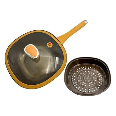 Imagem de Frigideira Antiaderente | Frigideira Não Aderente com Tampão | Ergonomico Utensilio Culinaria 30 Cm Para Cozinhar Fogao Cozinha Interior Exterior Acampamento