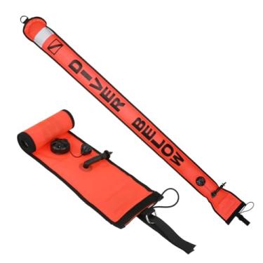 Imagem de Bóia marcador de superfície de 1,8 m (SMB), tubo de sinal de superfície de mergulho de alta visibilidade com faixa refletiva para mergulho subaquático esportes subaquáticos