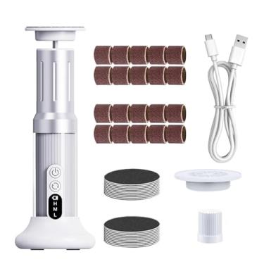 Imagem de oshhni Removedor elétrico de calos nos pés, ferramenta para pedicure e cuidados com os pés com cabeça de reposição para pele áspera e rachada, uso pessoal em, Branco
