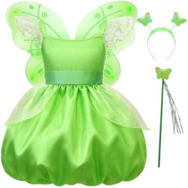 Imagem de Axaxa Tinkerbell Costume for Girls Green Girls Fairy Dress with Wings Headband and Wand 4Y